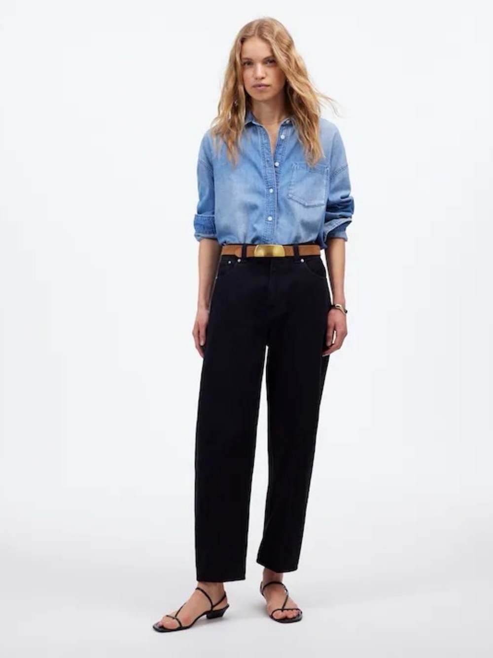 MADEWELL • the Arc-leg jeans in black frost rigid denim size 29 tapered low slun